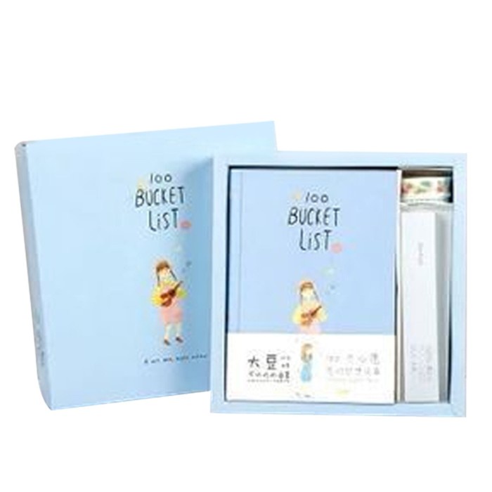 

A5 Kawaii 100 Bucket List Diary Notebook Hand Books Planner Stationery - Biru Muda