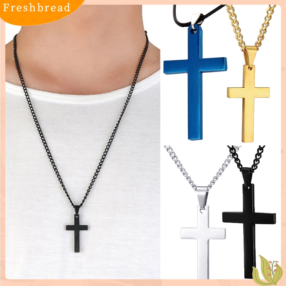 {In Stock} Fashion Pria Sederhana Liontin Salib Paduan Kalung Rantai Perhiasan Hadiah Hari Natal