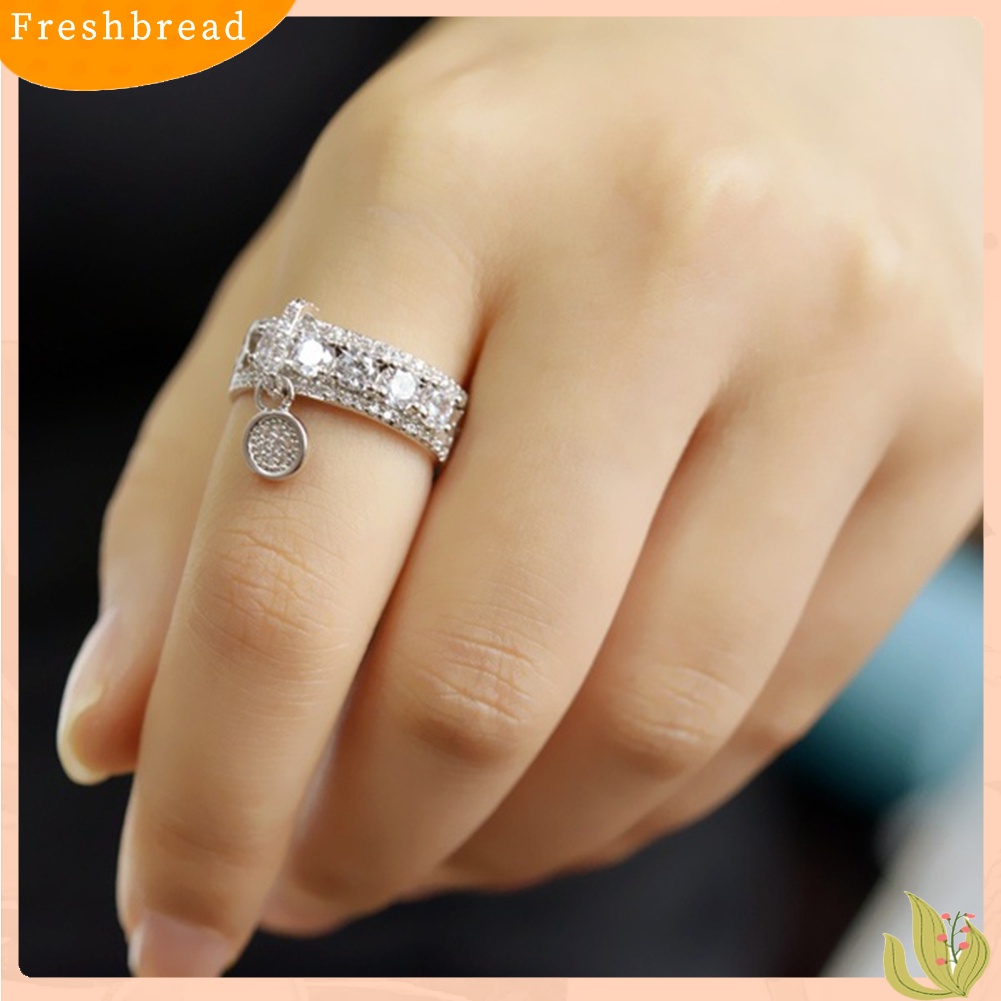 {In Stock} Mewah Wanita Cubic Zirconia Hias Bulat Pesona Cincin Hadiah Perhiasan Pesta Pernikahan