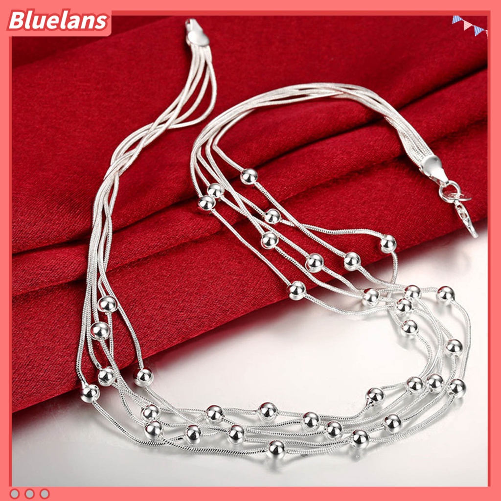 {In Stock} Rantai Lima Baris Menawan Indah Tembaga Pengerjaan Halus 5baris Kalung Gelang Set Untuk Wanita