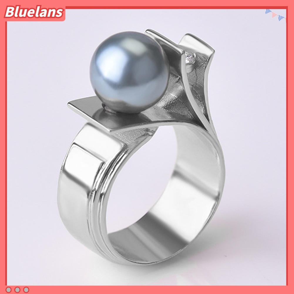 {In Stock} Fashion Wanita Mutiara Imitasi Berlian Imitasi Bertatahkan Jari Cincin Hadiah Perhiasan Pernikahan