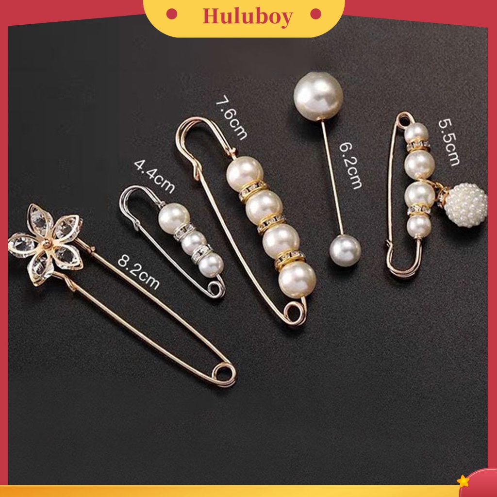 {Ready Stock} 5Pcs Wanita Mutiara Imitasi Pin Besar Hias Bros Perempuan Pinggang Pakaian Klip
