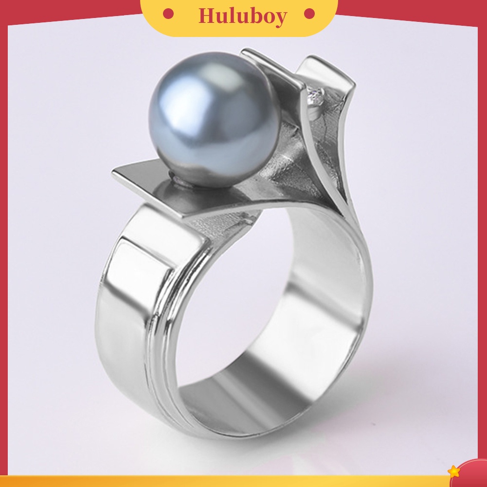 {Ready Stock} Fashion Wanita Mutiara Imitasi Berlian Imitasi Bertatahkan Jari Cincin Hadiah Perhiasan Pernikahan