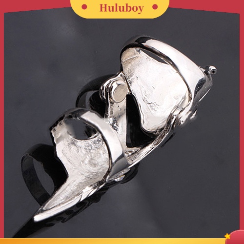 {Ready Stock} Fashion Pria Gothic Punk 2steps Skull Joint Knight Finger Cincin Baja Titanium