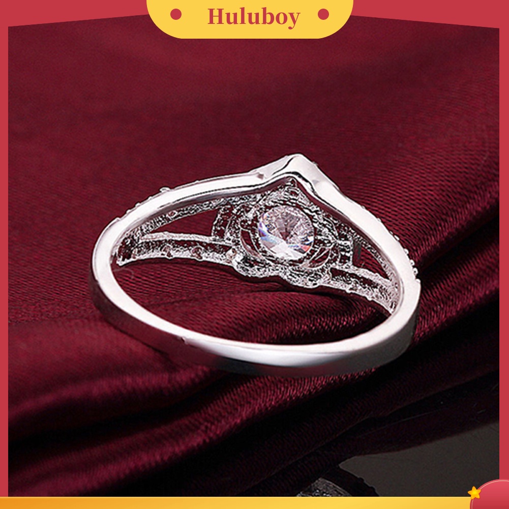 {Ready Stock} Wanita925 Sterling Silver Kristal Cinta Berbentuk Hati Cincin Pengantin Pernikahan Perhiasan