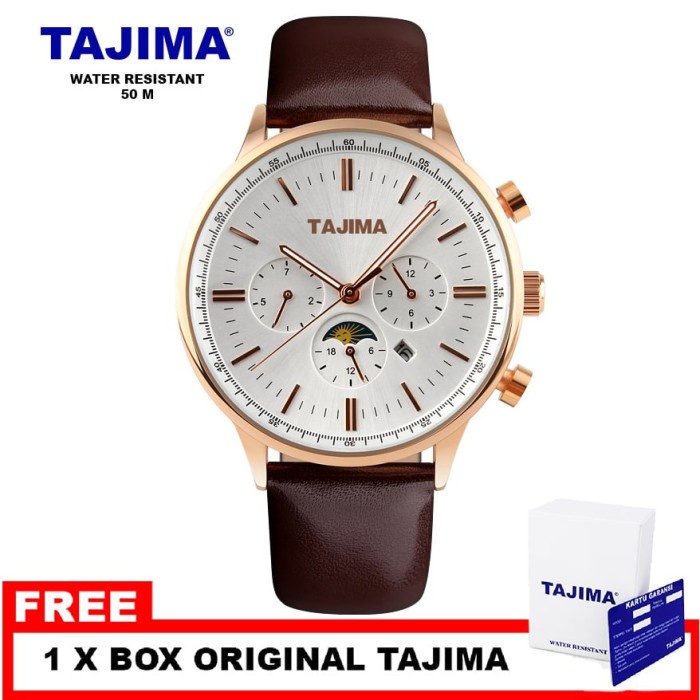 Jam Tangan Pria Analog Date Tajima 1993 Chronograph Leather Strap