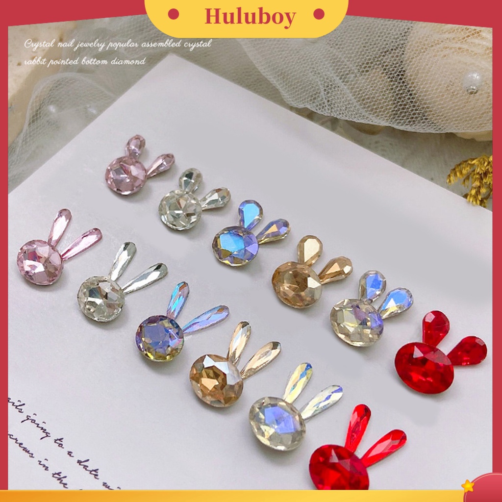 {In Stock} 6Pcs Nail Art Decor Bersinar Tidak Jatuh Tiga Dimensi Kristal Imitasi DIY Gloss Nail Patchwork Bunny Nail Rhinestones Manicure Store Supply