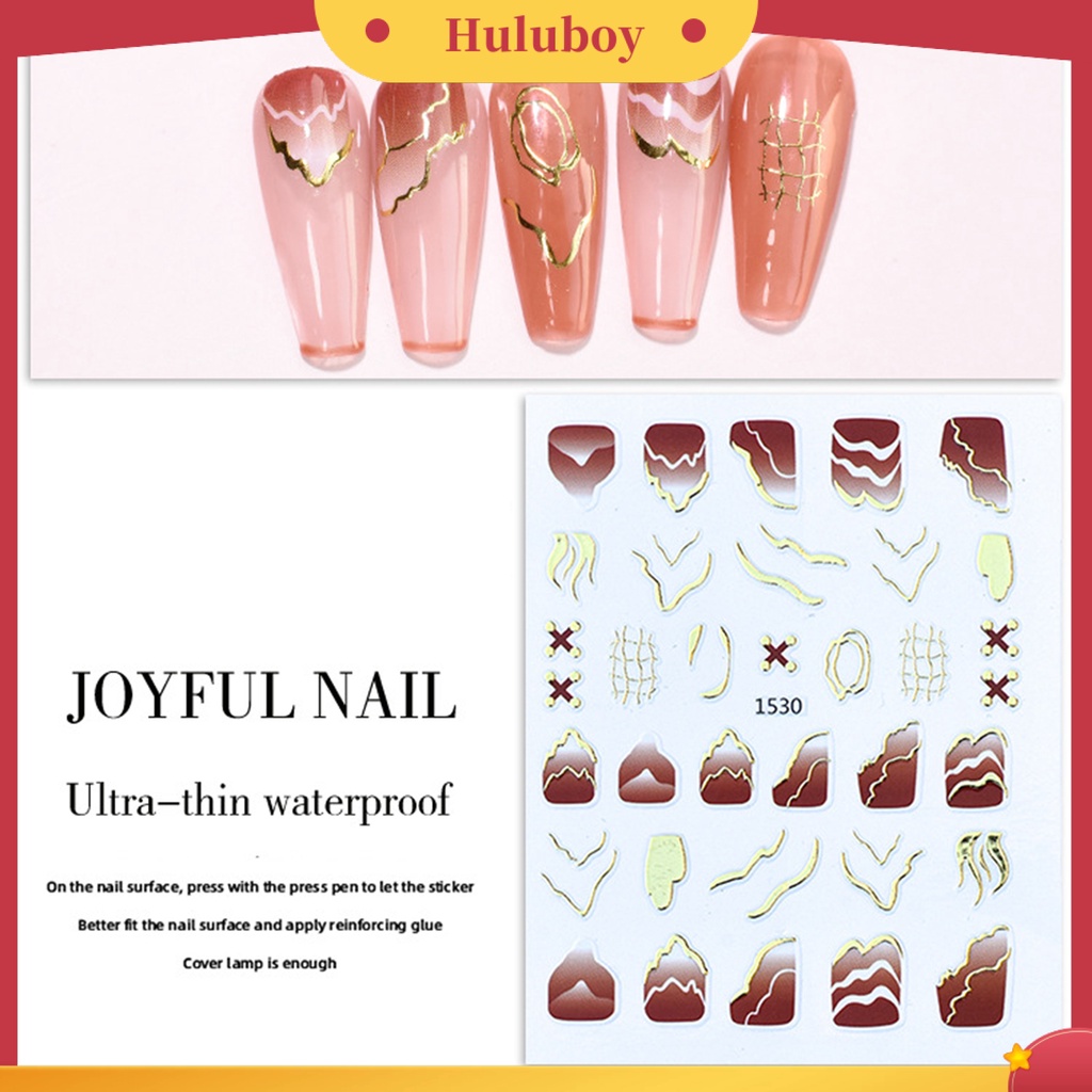 {In Stock} Nail Transfer Fabulous Efek 3D Ultra Tipis Dekorasi Stiker Sparkly Geometri Garis Decals Untuk Manicure
