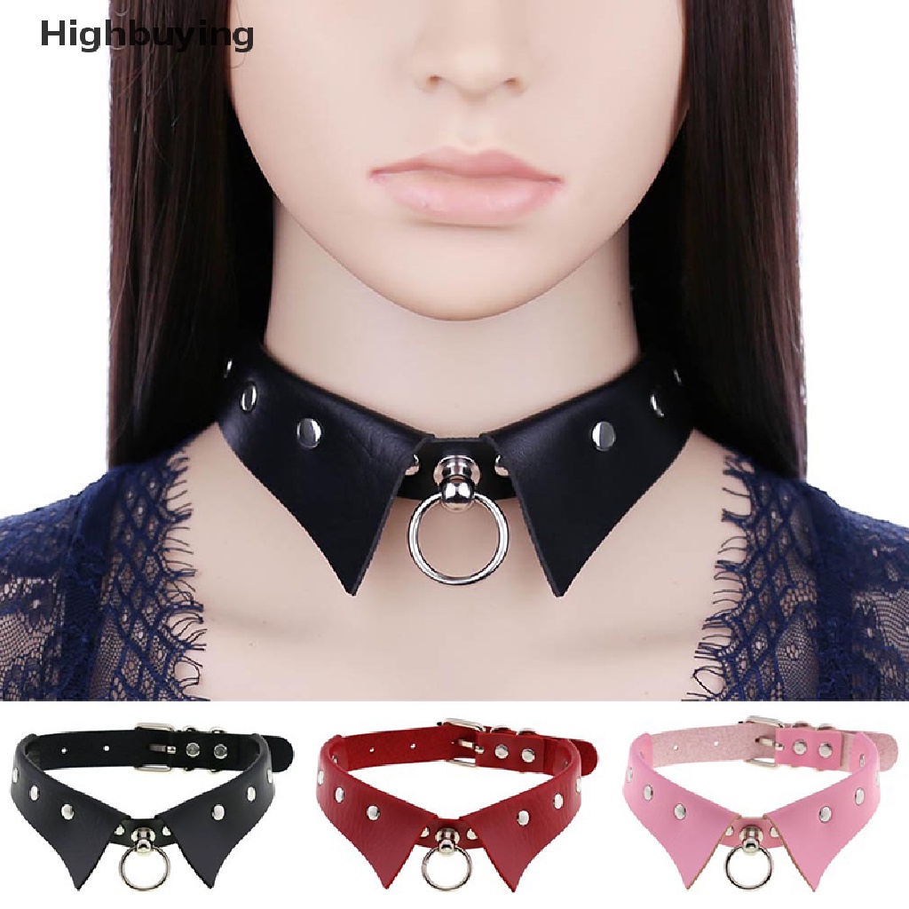 Hbid Kulit Choker Punk Kerah Wanita Pria Paku Keling Studded Chocker Chunky Kalung Goth Glory