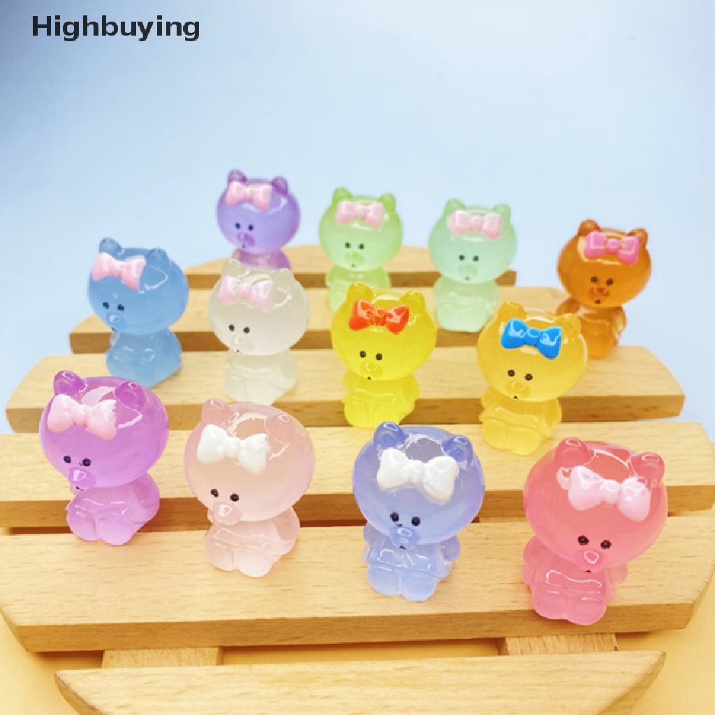 Hbid 5pcs Patung Mini Bercahaya Glow In The Dark Mainan Boneka Angka Ornamen Micro-Landscape Set Resin Craf Glory