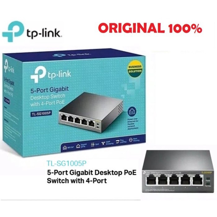 TP-LINK TL-SG1005P 5-Port Gigabit Desktop PoE Switch with 4-Port