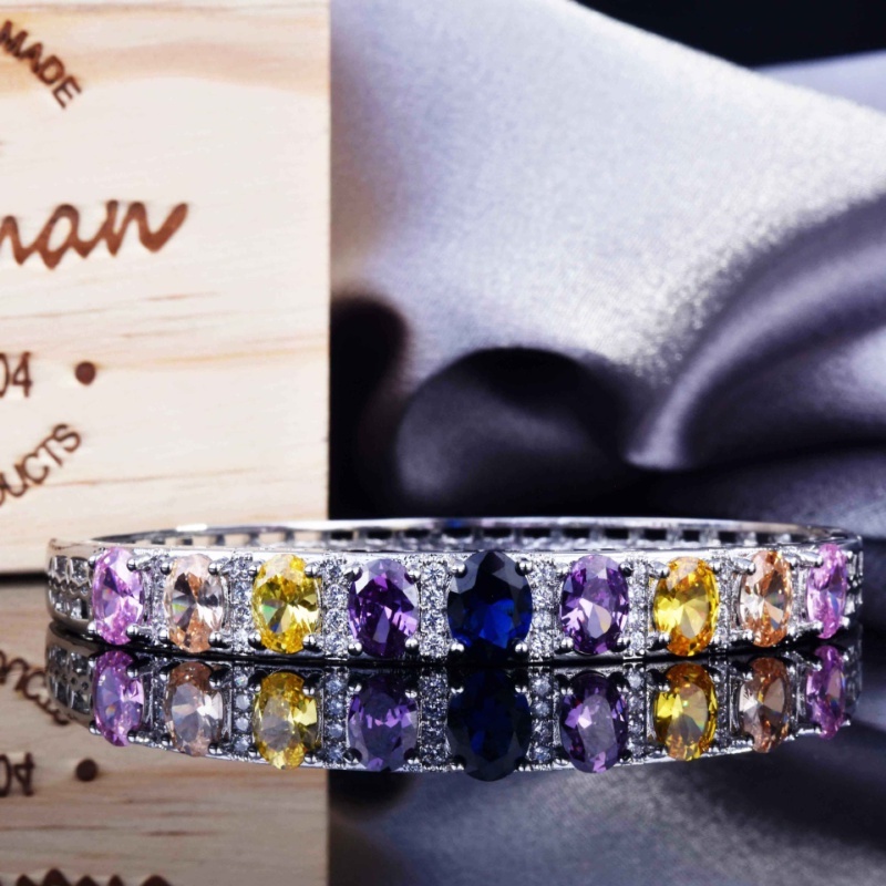 Goldkingdom Aksesoris Perhiasan Fashion Ready Stock Definisi Tinggi Desain Perhiasan Warna Alami Gelang Tourmaline Harta Karun Warna-Warni Gesper Gelang Perempuan