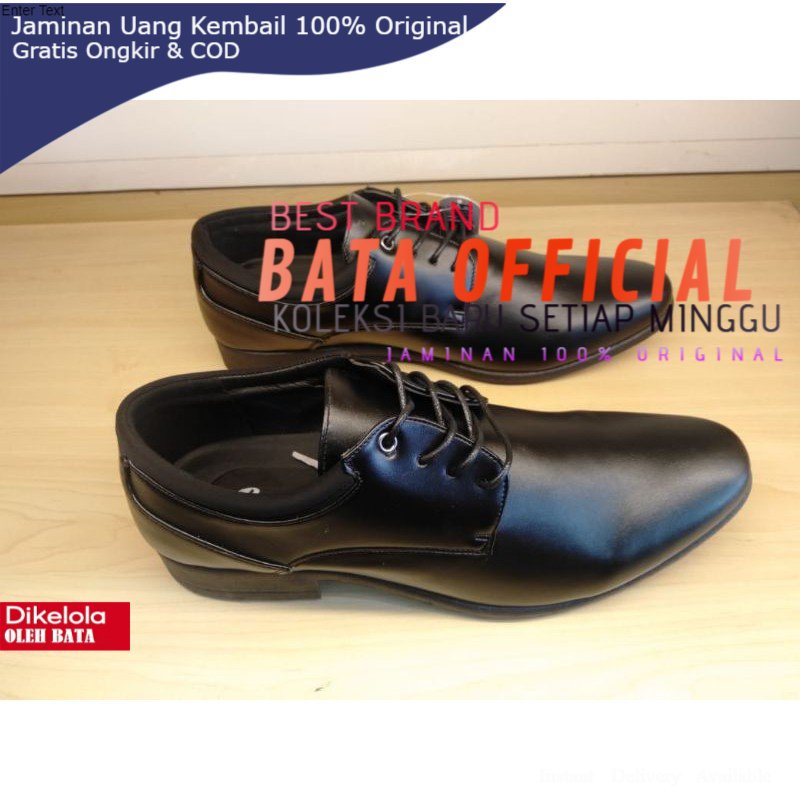 Sepatu Pantofel Pria Bata Original Bahan Sintetis Sepatu Kerja Pria Warna Hitam 821 6211