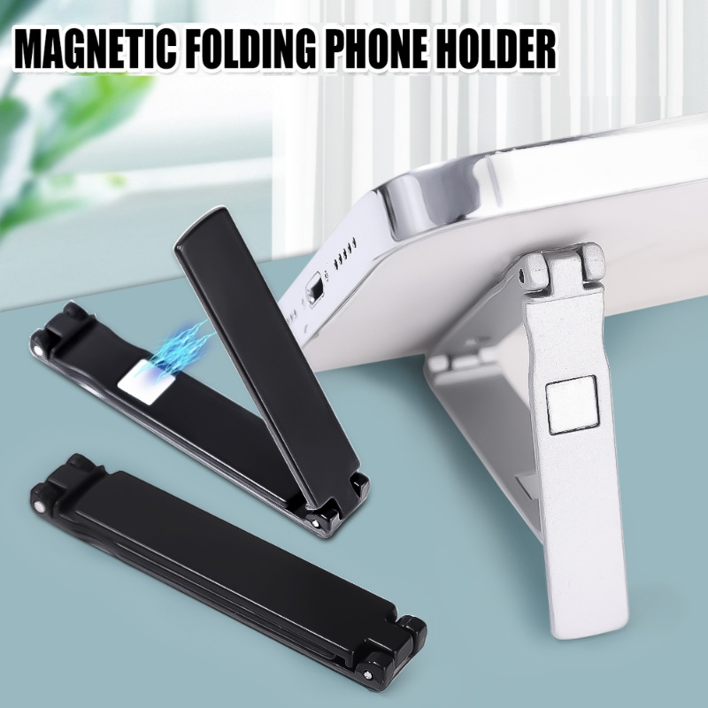 Desktop Holder Tipe Strip Silver Hitam Portabel Untuk Ponsel/Braket Meja Bahan Metal Penopang Gaya Hisap Magnetik