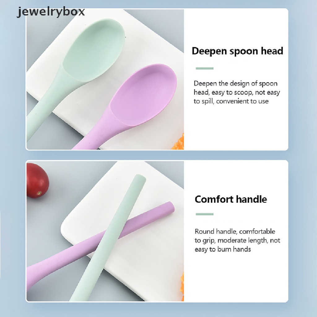 [jewelrybox] Multi Purpose Silicone Spoon Gagang Panjang Sendok Sup Nasi Pencampuran Dessert Ice Cream Spoon Sendok Teh Sendok Kopi Peralatan Makan Dapur Butik