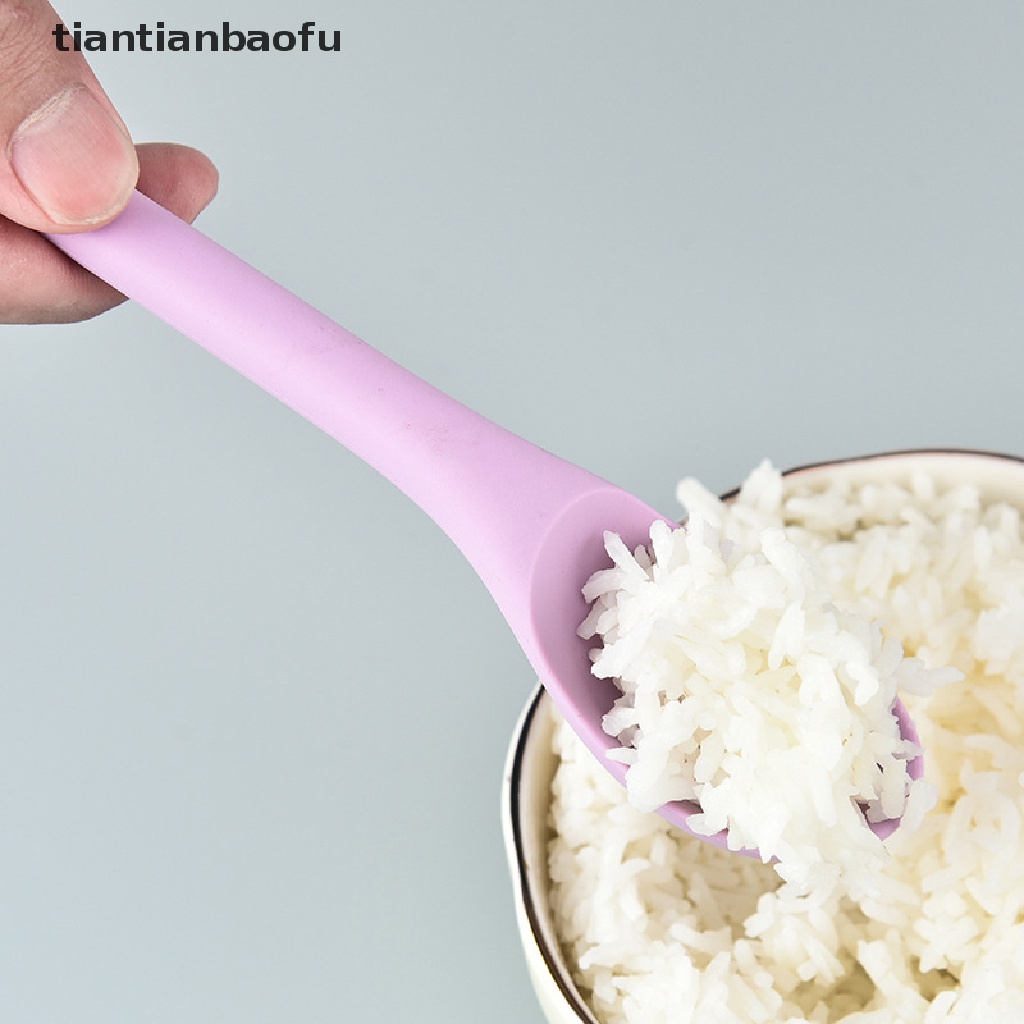 [tiantianbaofu] Multi Purpose Silicone Spoon Gagang Panjang Sendok Sup Nasi Mixing Dessert Ice Cream Spoon Sendok Teh Sendok Kopi Peralatan Makan Dapur Butik