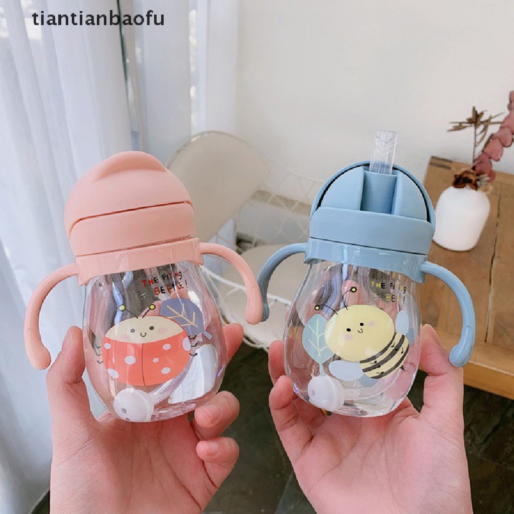 [tiantianbaofu] 250ml Baby Sippy Water Cup Kid Handle Belajar Makan Botol Minum Anti Tersedak Dengan Gravity Ball Kids Training Cup Dengan Sedotan Butik