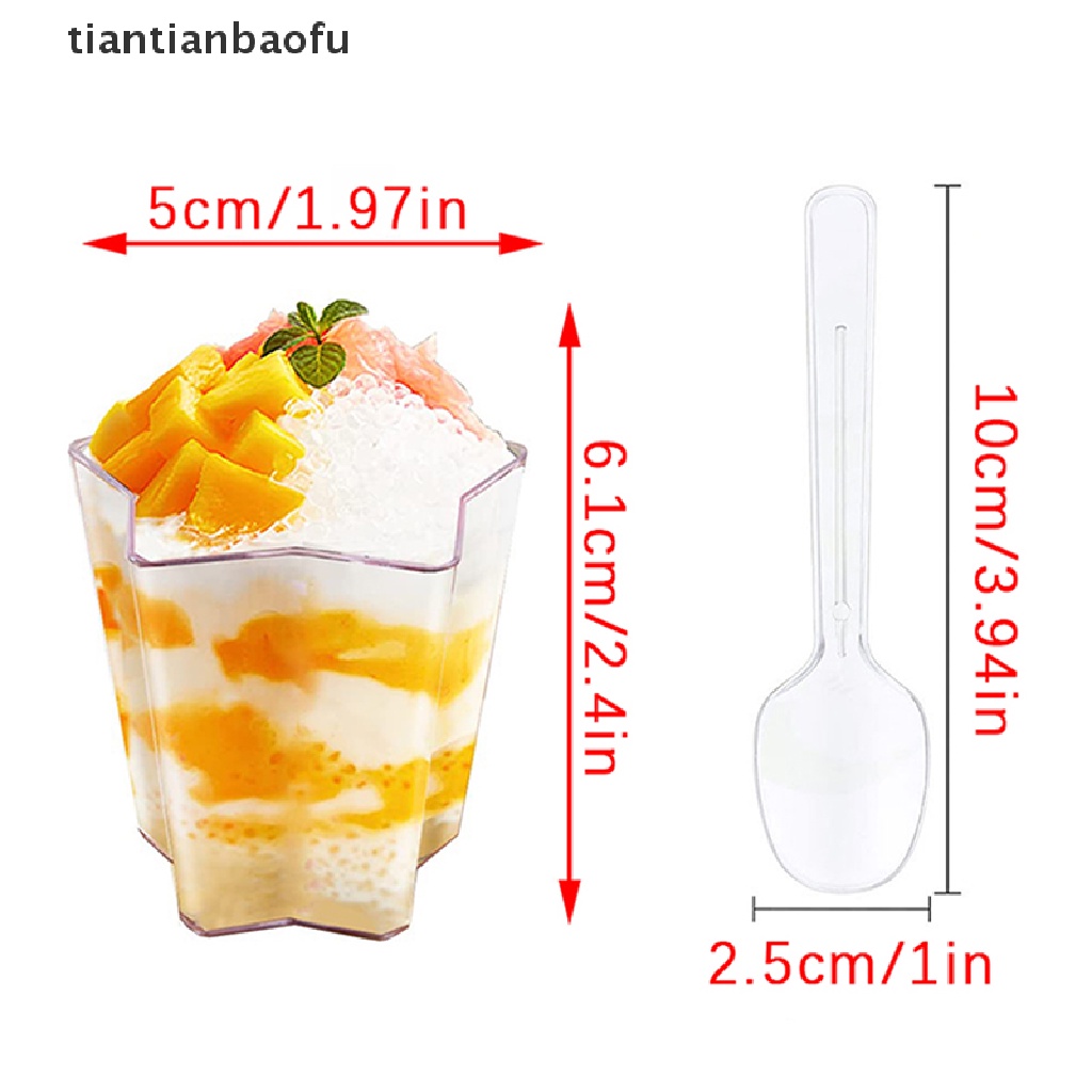 [tiantianbaofu] 5/10pcs 70ml Pentagram Shaped Mousse Cup Plastik Transparan Dessert Bowl Butik