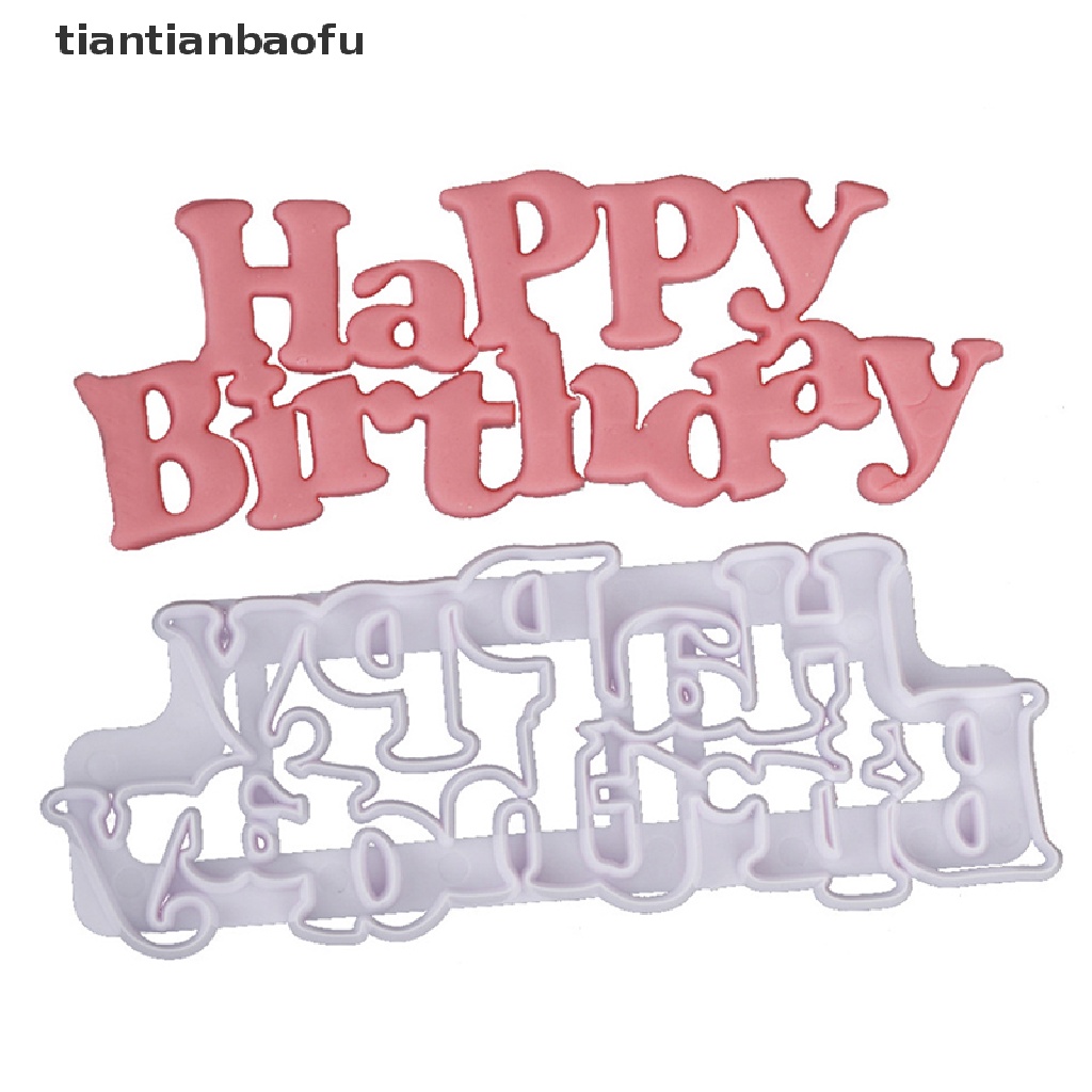 [tiantianbaofu] Happy Birthday Biskuit Baking Potong Buah Cookies Fudge Cutter Cetakan Baking Tools Butik