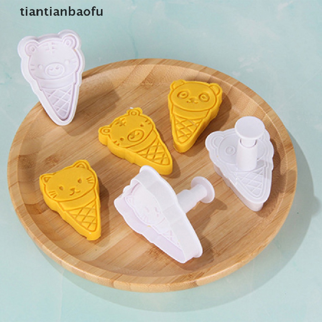 [tiantianbaofu] 3pcs/set Cetakan Es Krim Hewan Cookie Cutter Fondant Kue Decorag Tools Butik