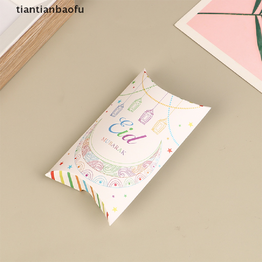 [tiantianbaofu] 10pcs EID Mubarak Bentuk Bantal Kotak Permen Ramadan Kareem Dekorasi Gift Box Butik
