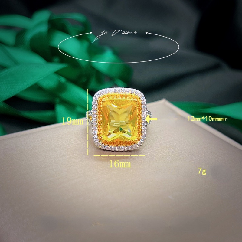 Goldkingdom Aksesoris Perhiasan Fashion Ready Stock Haute Couture Jewelry Two-tone Gold and Diamond Ring Ascher Berlian Kuning Terbuka Cincin Wanita