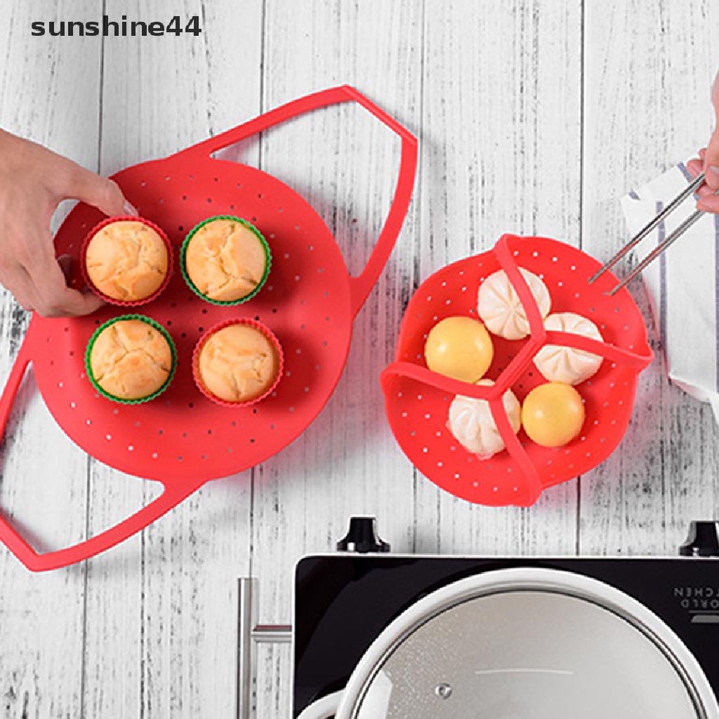 Sunshine Kitchen Egg Steamer Drain Rack Tahan Panas Food Grade Silikon Makanan Sling ID