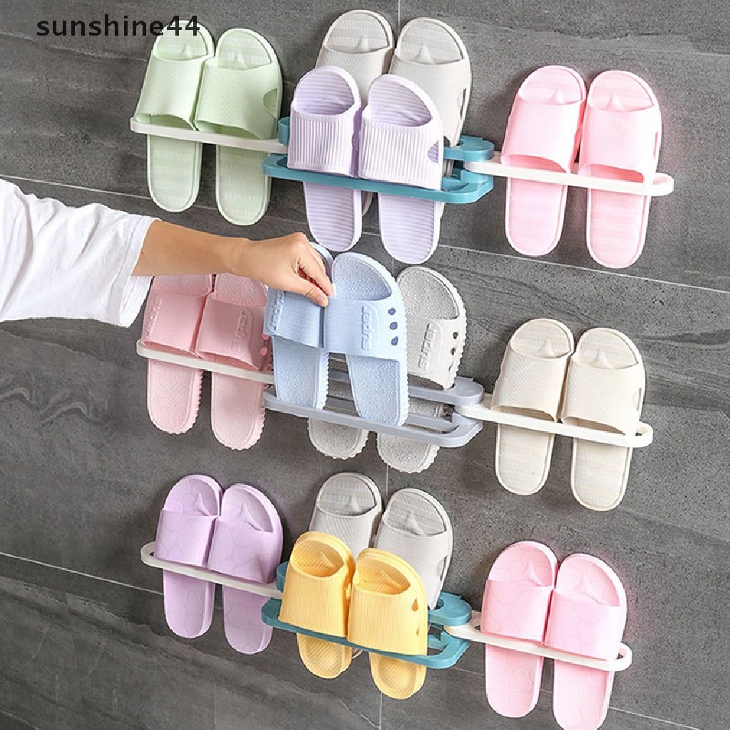 Sunshine 3in1 Rak Sepatu Sandal Sandal Gantungan Tempel Dinding Rak Penyimpanan Lipat ID