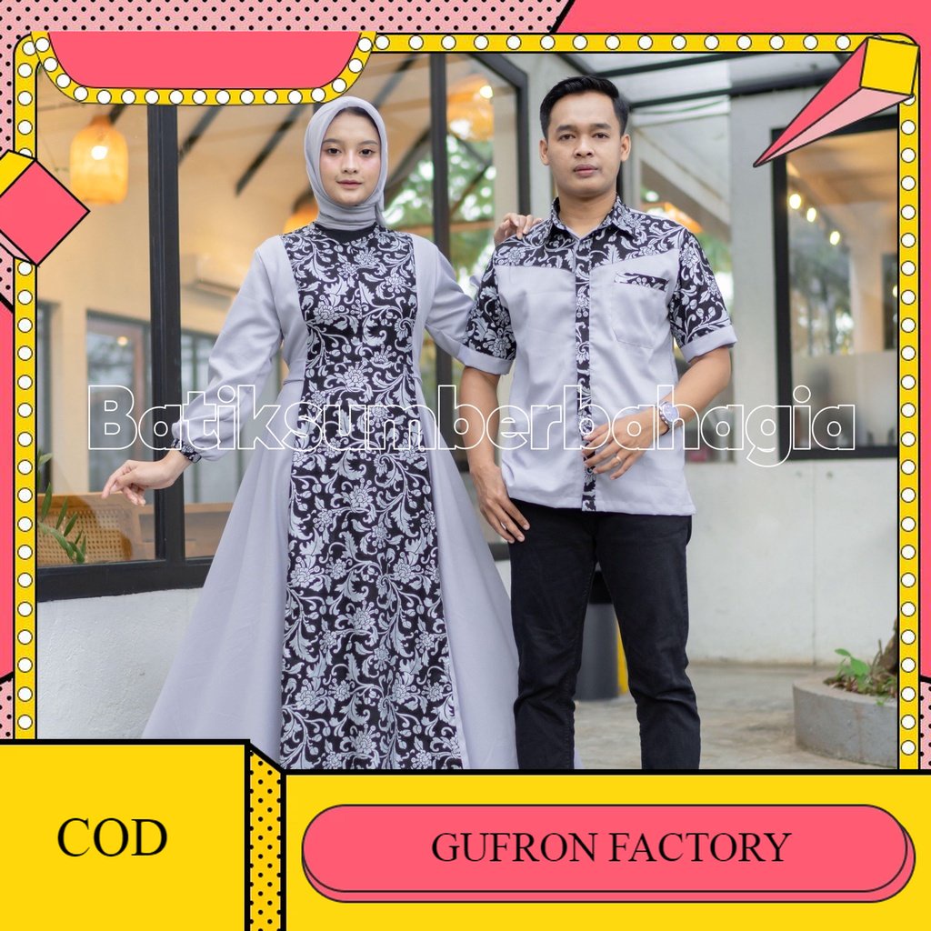 set dress gamis couple baju couple pasangan gaun pesta muslimah batik couple modern baju pesta wanit