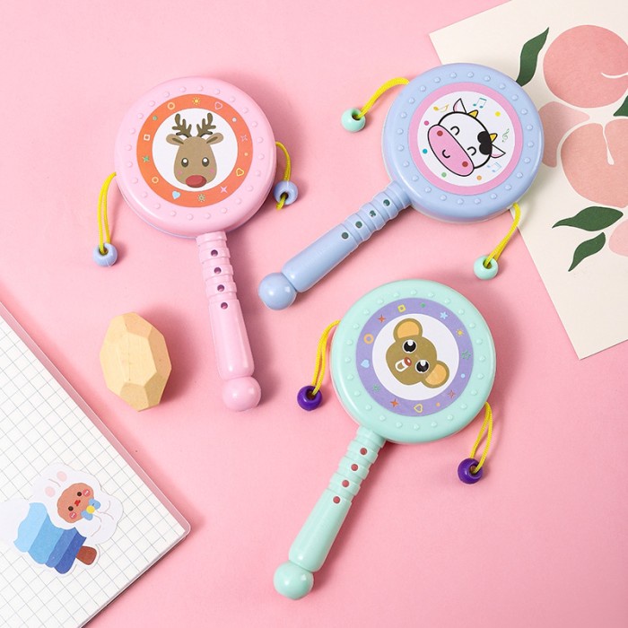 TokoPapin Mainan Rattle Stick Anak Bayi Bunyi Drum Shaker Peluit Tongkat Genggam