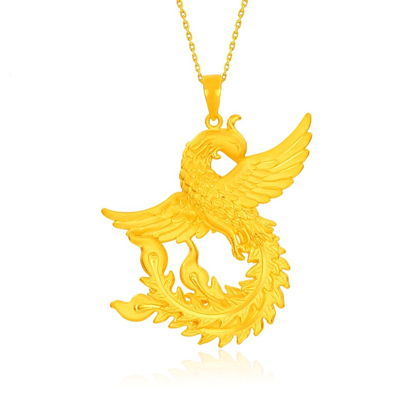 Goldkingdom Fashion Perhiasan Aksesoris Ready Stock Liontin Tebar Sayapnya Dan Terbang golden phoenix Kalung Luan Penari.