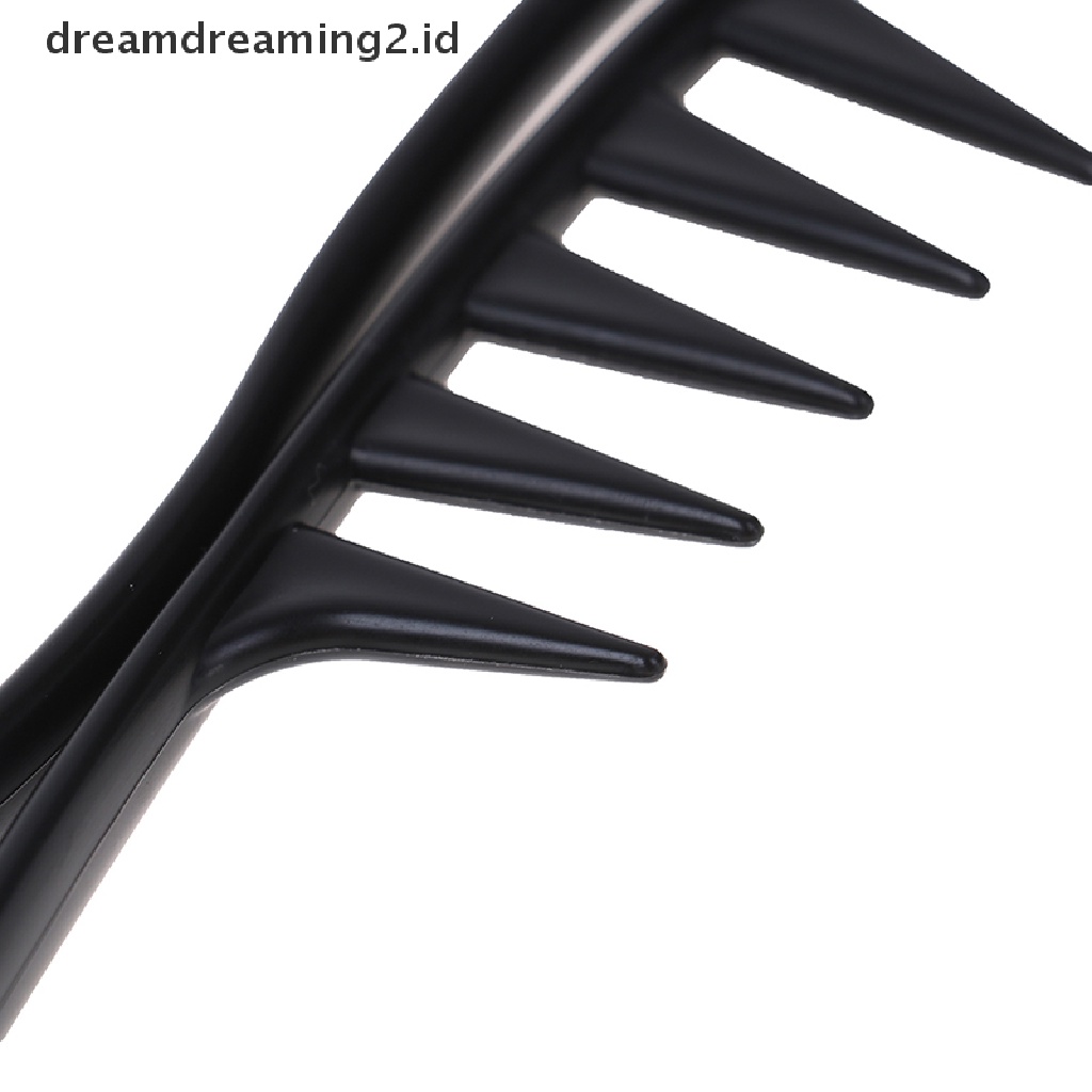 (hot) Hiu Jumbo Gigi Lebar Hitam Handle Grip Sisir Rambut Pria Hairdressing Teeth Comb//