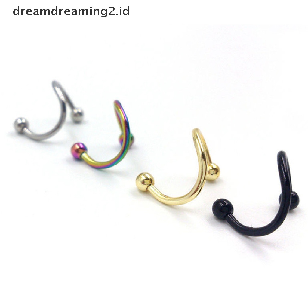 (hot) Punk Stainless Steel Spiral Helix Ear Stud Bibir Hidung Cincin Perhiasan Tubuh//