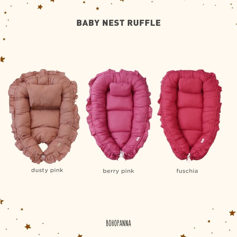 Bohopanna Baby Nest/Tempat Tidur Bayi Polos/Baby Nest Bohopanna (Ada polos dan ruffle jangan salah pilih ya).