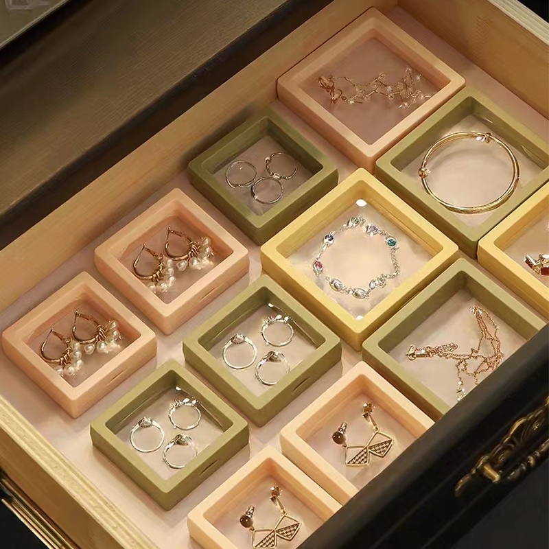 Papaozhu Kotak Kemasan Perhiasan PE Transparan Anting Gelang Kalung Cincin Kotak Penyimpanan 3D Display Box Aksesoris Fashion Pelindung Case