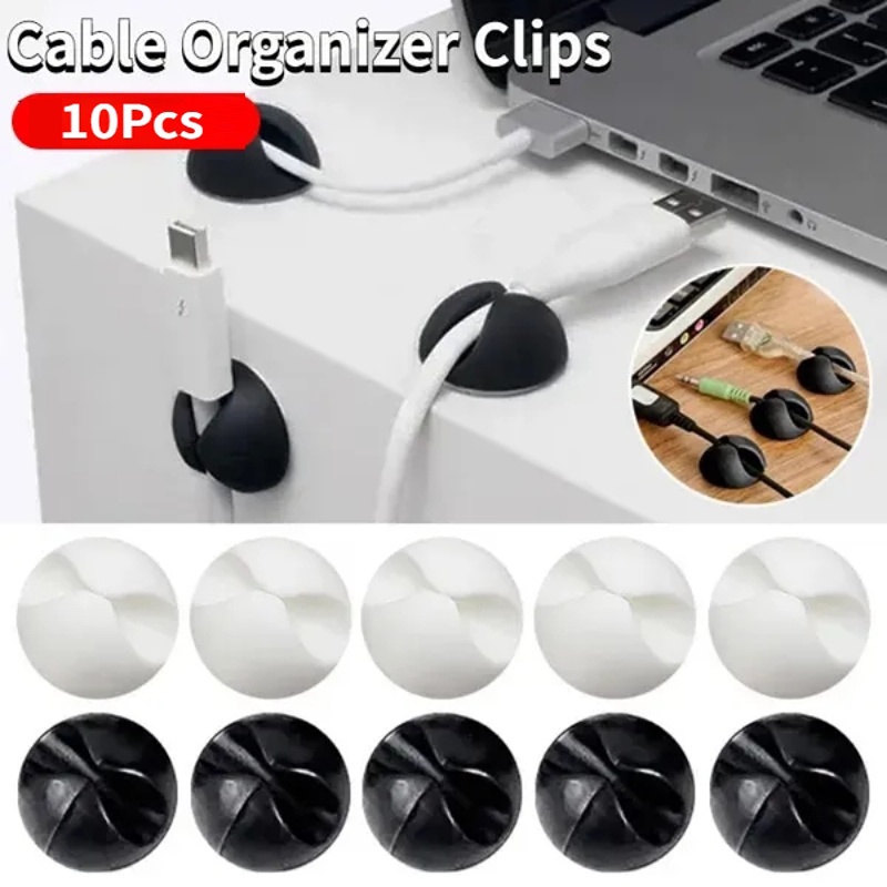Self-adhesive Round Silicone Wire Storage Manager/Portable Mini Desktop Kabel Memperbaiki Clasp USB Charging Cord Holder