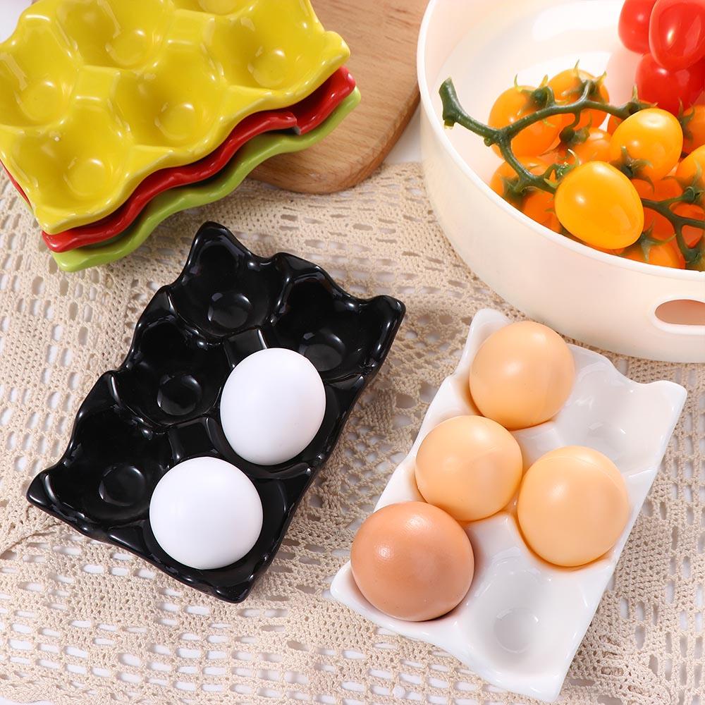 【 ELEGANT 】 Eggs Tray Christmas DIY Porcelain Telur Rebus Dekorasi Rumah Rak Penyimpanan Keramik