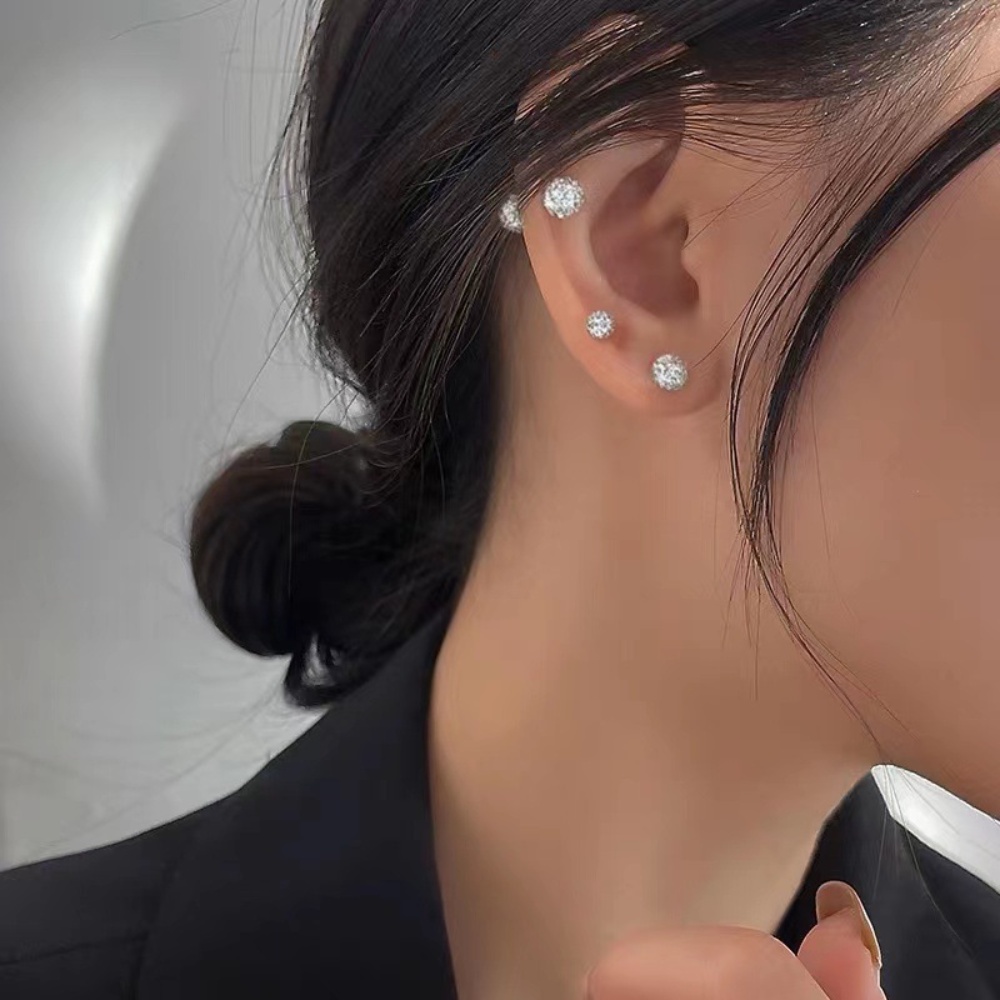 Cocok Untuk Tindik Telinga, Kuku Tulang Telinga, Linggis Kecil, High-end Zirkon Anting Bola Laser, Kepribadian Perempuan, Sederhana Anting Serbaguna Perhiasan Hati Manis