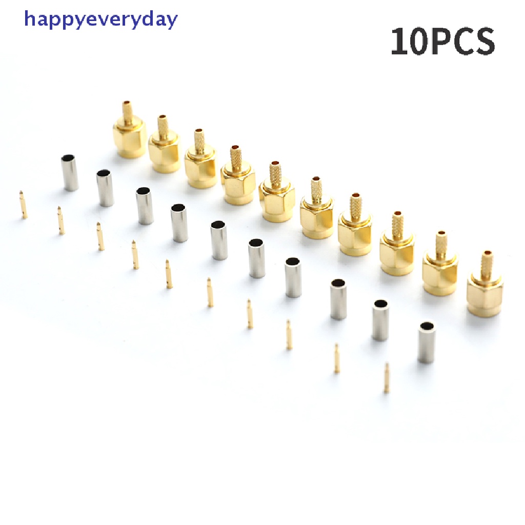 [happy] 10pcs SMA Male Plug crimp Untuk RG174 RG316 RG178 RG179 LMR100 Kabel Konektor RF [ID]