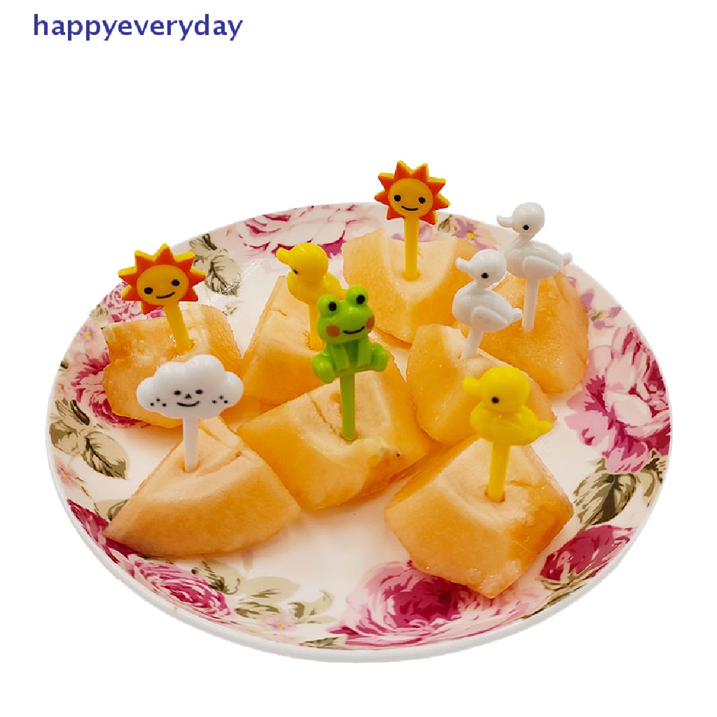 [happy] 8pcs Kartun Anak Kue Buah Tusuk Gigi Bento Lunch Aksesoris Party Decor [ID]