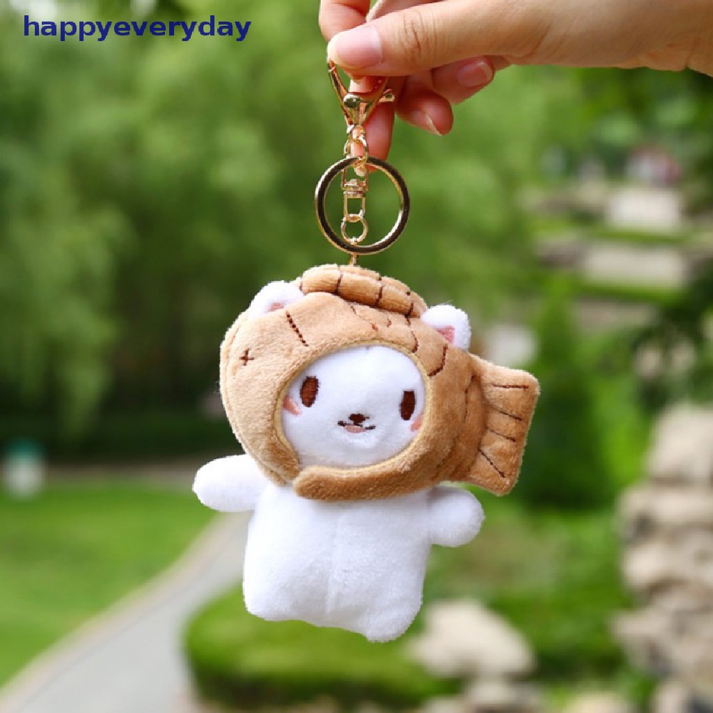 [happy] 1pc Panda Kecil Plush Taiyaki Ikan Lucu Gantungan Kunci Mainan Lembut Plushie Keychain [ID]