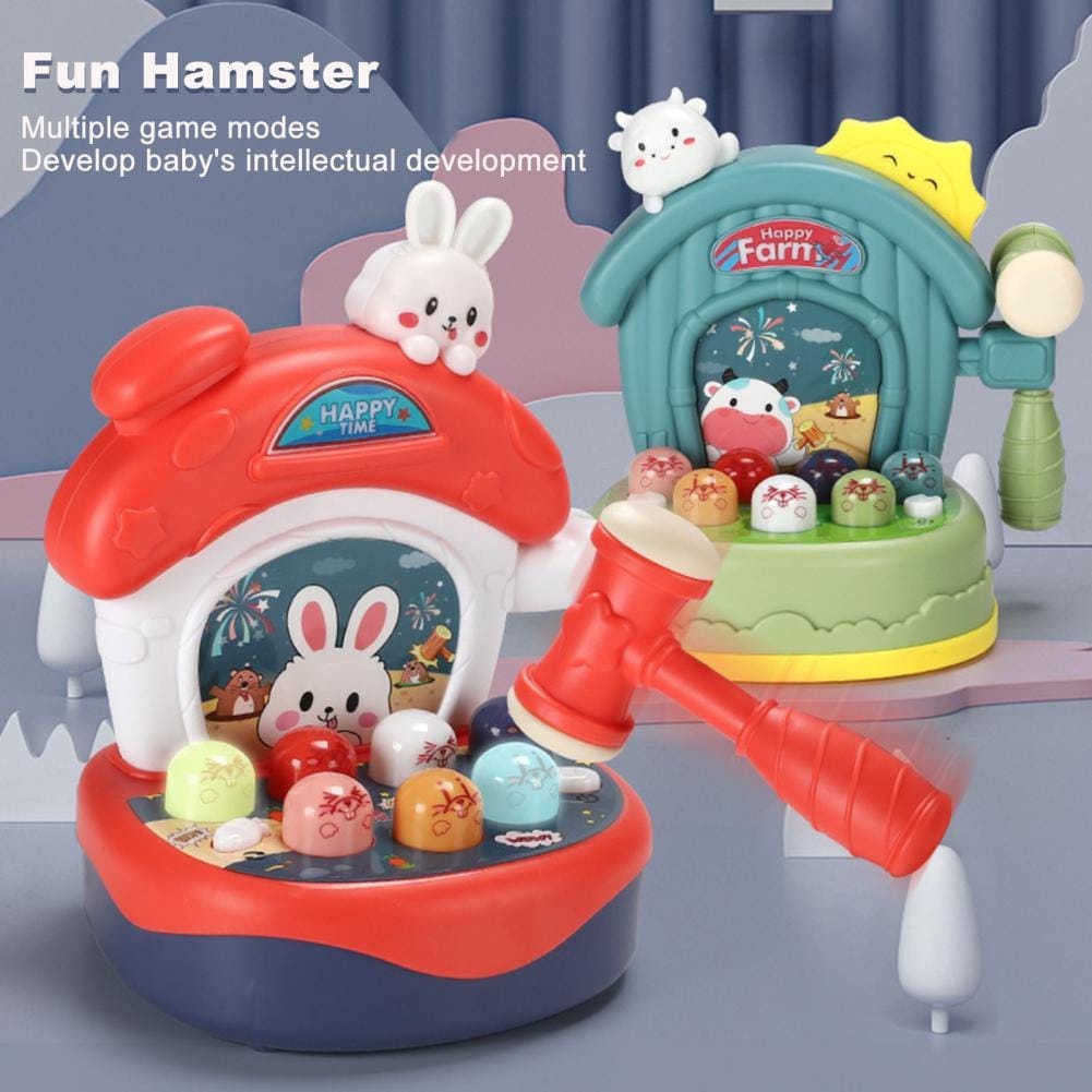 WE Mainan Anak Palu Pukul Tikus Happy Hamster Whack A Mole With Farm Music Piano