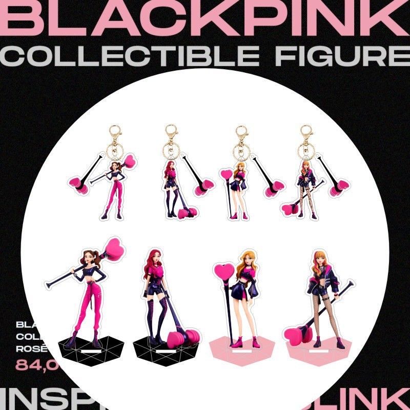 Akrilik Pajangan Meja Standee Korea Blackpink Model Kartun JENNIE ROSE JISOO LISA Boneka Table Decor Lucu Frame Holder Kado Untuk Fans Collection Blackpink