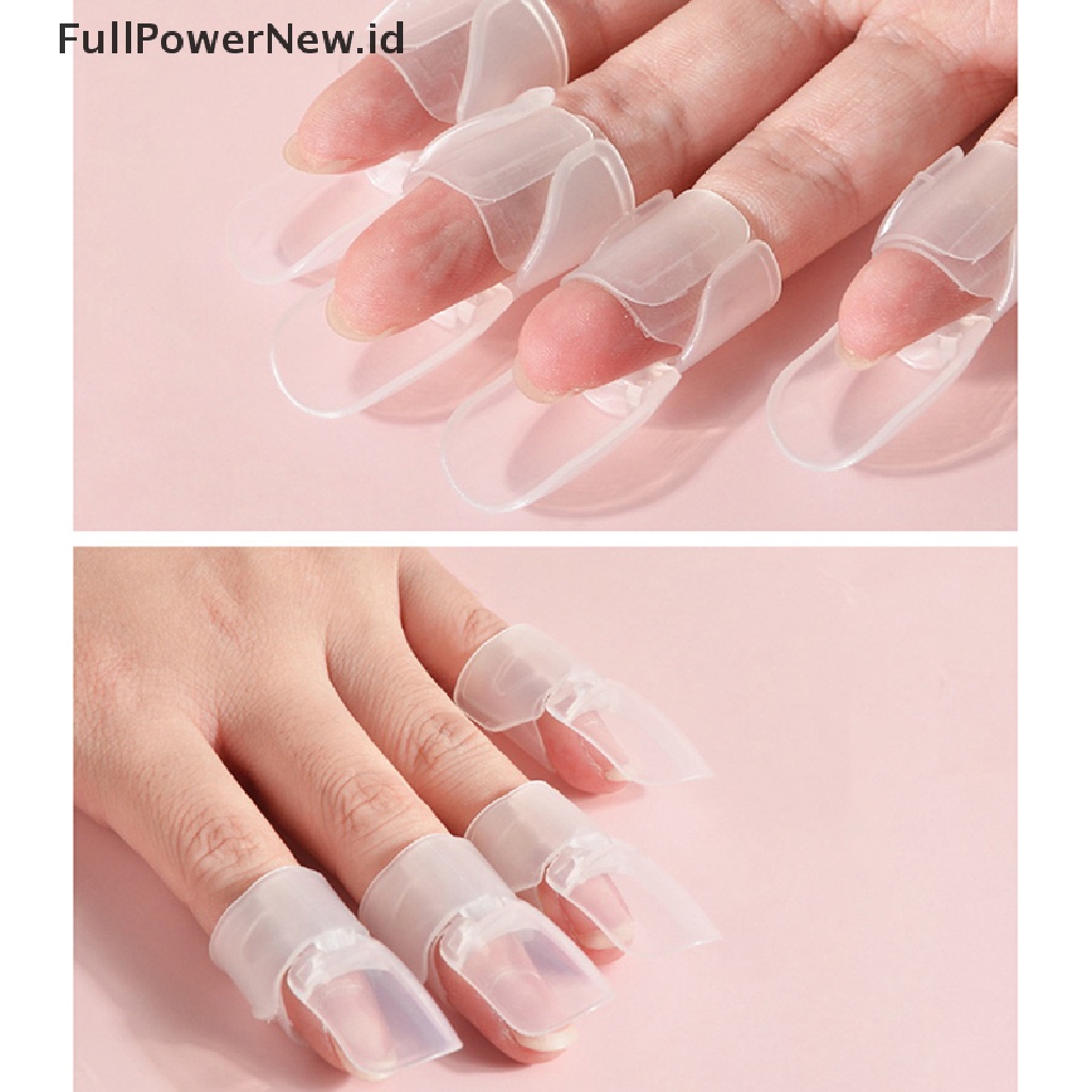 Power 10pc Klip Pelindung Kutek Caps Art Tool Manicure Penutup Jari Plastik ID