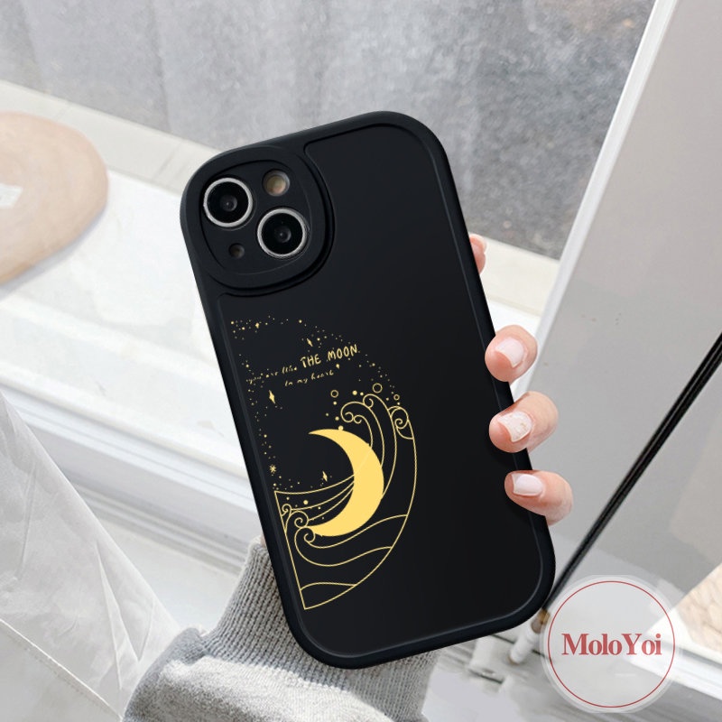 IPHONE Couple The Moon Sun Case Kompatibel Untuk Iphone11 13 12 14 Pro MAX 7plus XR 7 8 6s 6 14 Plus X XS MAX SE 2020 Simple Tpu Pasangan Silicon Lembut Mode Ponsel Penutup Belakang