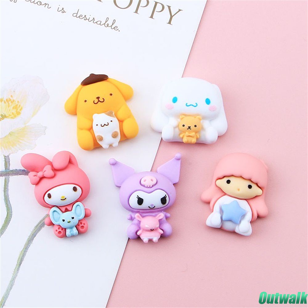 Aksesori Resin Sandrio Melody Lucu Kuromi Purin Crocs Pesona Diy Casing Ponsel Aksesori Dekorasi Bahan Buatan Tangan