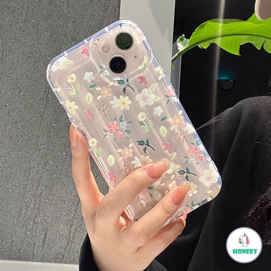 Untuk iPhone 14 Pro Max Flowers Case iPhone11 12 14 13 Pro Max Bantal Udara Shockproof Lembut Bumper Ponsel Case Cover