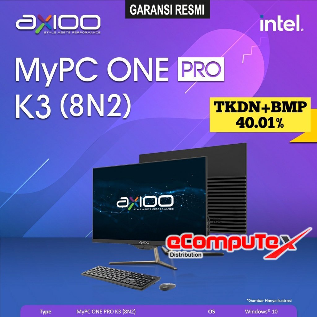 PC AIO AXIOO MYPC ONE PRO K3 (8N2-5) i3 RAM 8GB 256GB 21.5&quot;FHD TKDN GARANSI RESMI