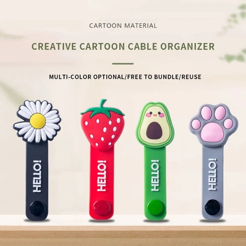 Cute Cartoon Fruit Shape Silicone Cable Winder/Manajer Kawat Tipe Snap Nyaman/Tali Pengikat Penyimpanan Kabel Listrik Serbaguna Rumah