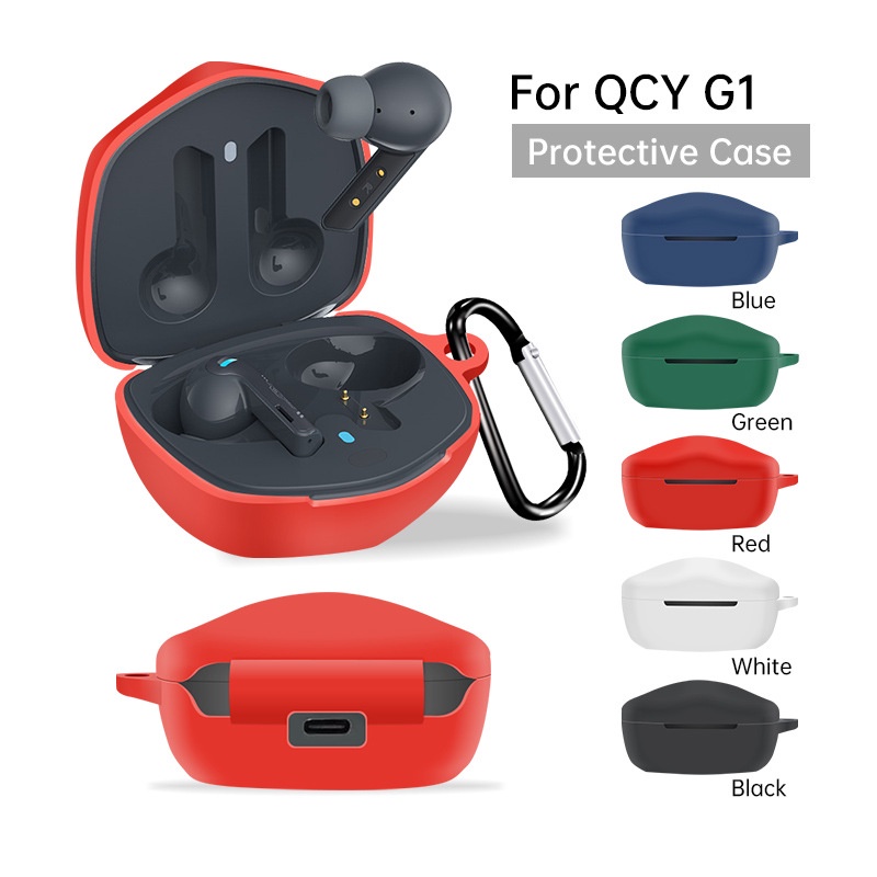 Kartun Earphone Case Cover Untuk QCY G1 Silikon Nirkabel Bluetooth Earbud Pelindung Shell Case Dengan Kait